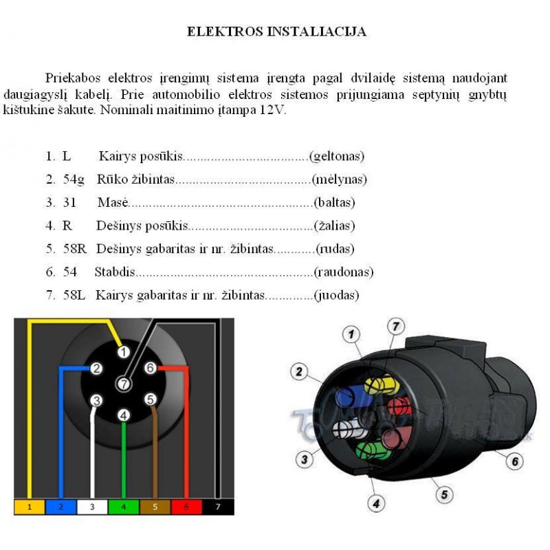 Automobilio priekabos kištukas aliuminis 7pin