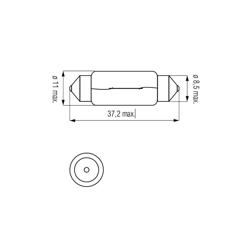 Lemputė 12v 5w SV8.5 PG 11x37