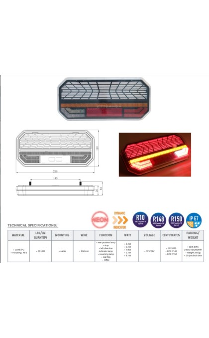 Žibintas LED 12/24v L2423 dešinė