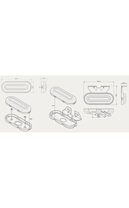 Žibintas LED FT-072 su laikikliu 12/36V geltonas
