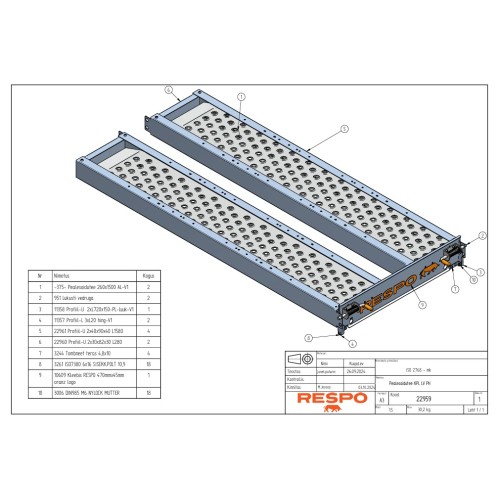 Respo rampų komplektas su laikikliais platformoms