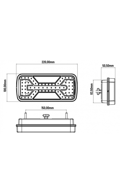 Žibintas LED 12/24v L2431 X-Spider 5pin kairė