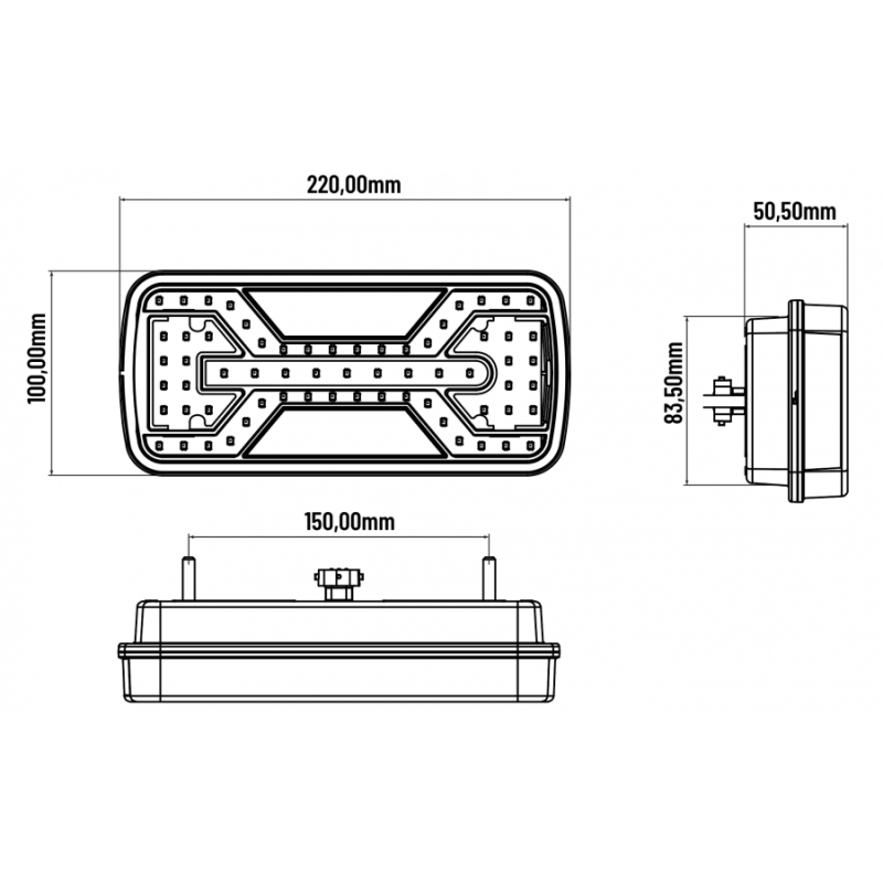Žibintas LED 12/24v L2431 X-Spider 5pin kairė